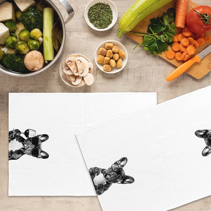 Funny French Bulldog Kitchen Towels Set of 2, Funny Dog Kitchen Accessories - Image 5