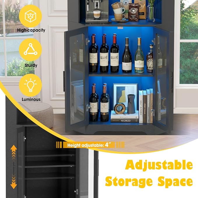 65" Tall LED Corner Bar Cabinet - Image 6