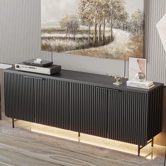 SAINTCY 68-Inch Large Fluted Sideboard Buffet Cabinet - Image 7