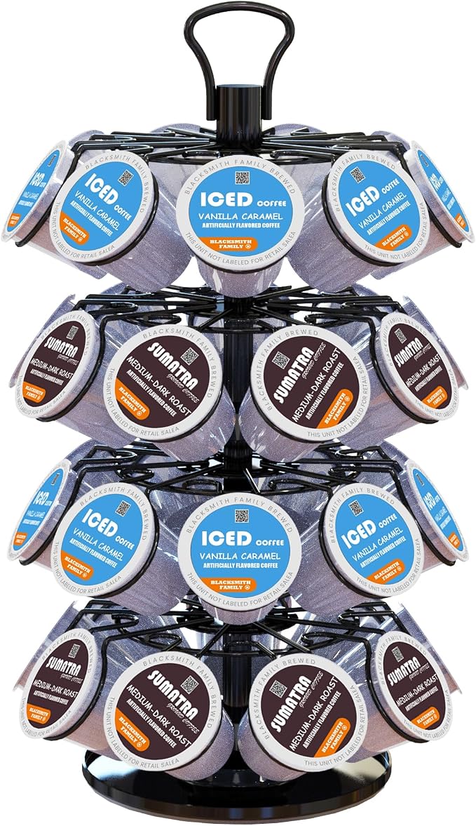BLACKSMITH FAMILY 36 K Cup Pod Carousel Easy Assembly Design K Cup Holders by BLACKSMITHFAMILY