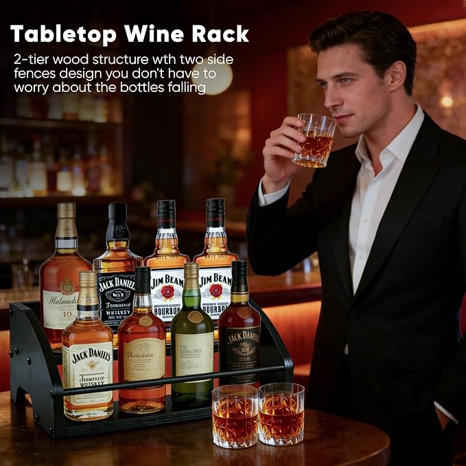 Mini Coffee Syrup Rack, 2-Tier | Syrup Bottles Holder, Liquor Bottle Display - Image 6