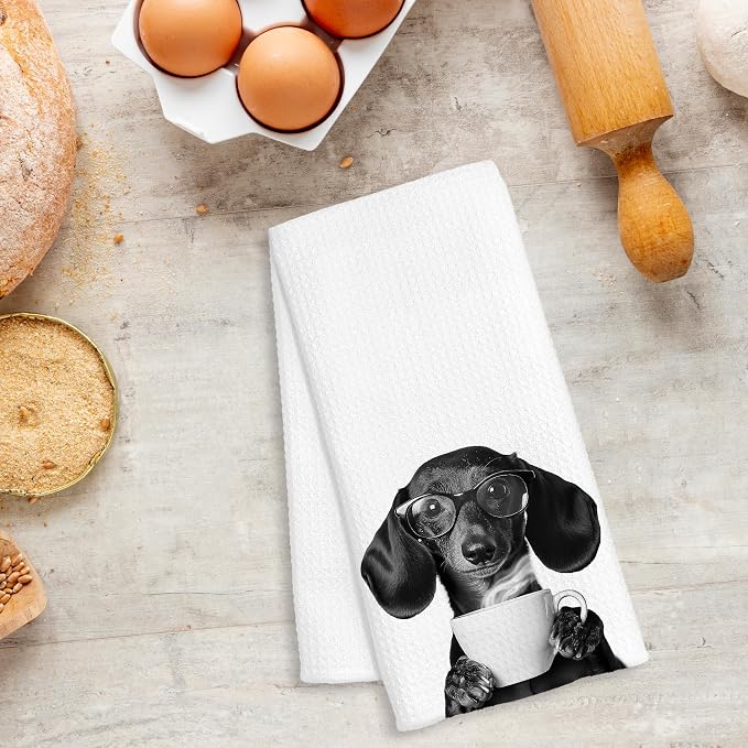 Funny Dachshund Coffee Kitchen Towels, Dachshund Gifts - Image 5