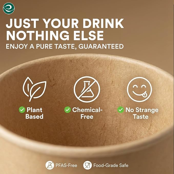 ECO SOUL 50 Pack 16 oz Disposable Coffee Cups - Image 3