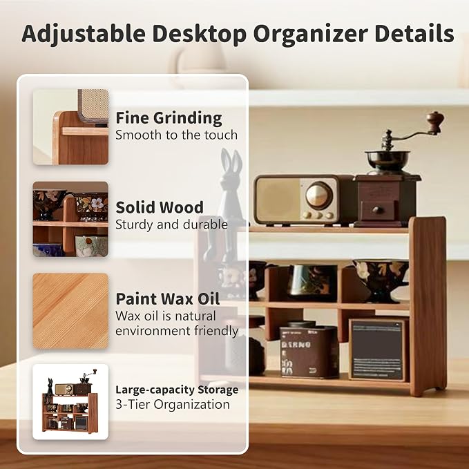 Coffee Cup Holder for Countertop Walnut Wood Coffee Mugs Holder for Kitchen Mug - Image 4