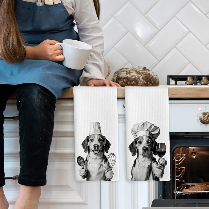 Beagle Kitchen Towels Set of 2, Dog Kitchen Accessories, Bar Decor, Dog Chef - Image 3