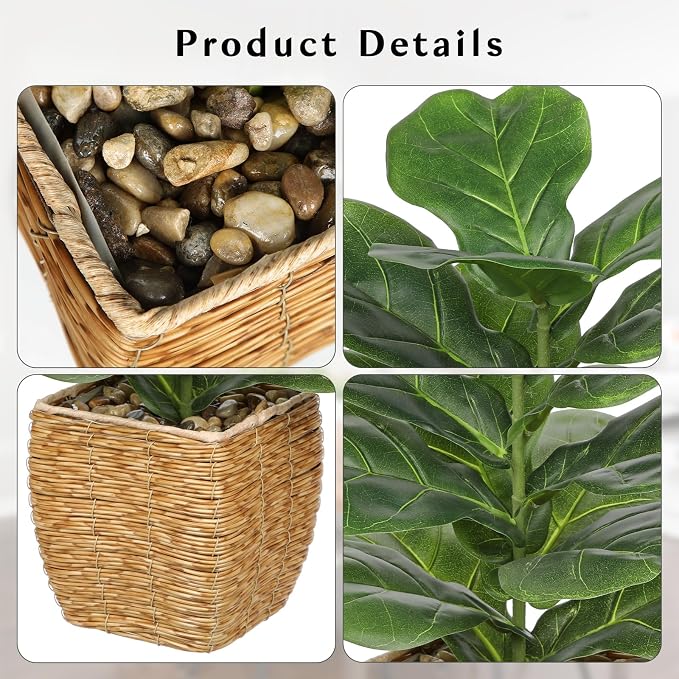 Briful Fake Plants Potted Fiddle Leaf Fig Artificial Plants Indoor Realistic - Image 3