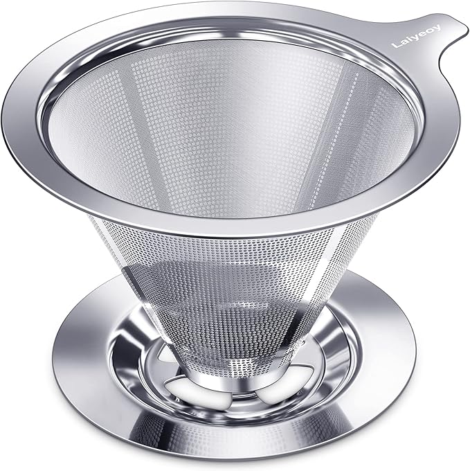 Laiyeoy Pour Over Coffee Dripper, Slow Drip Paperless Coffee Filter, Stainless by Laiyeoy
