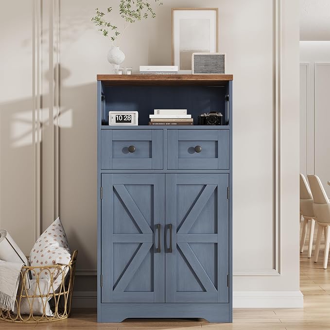 FiveWillowise Farmhouse Blue Storage Cabinet - Image 3