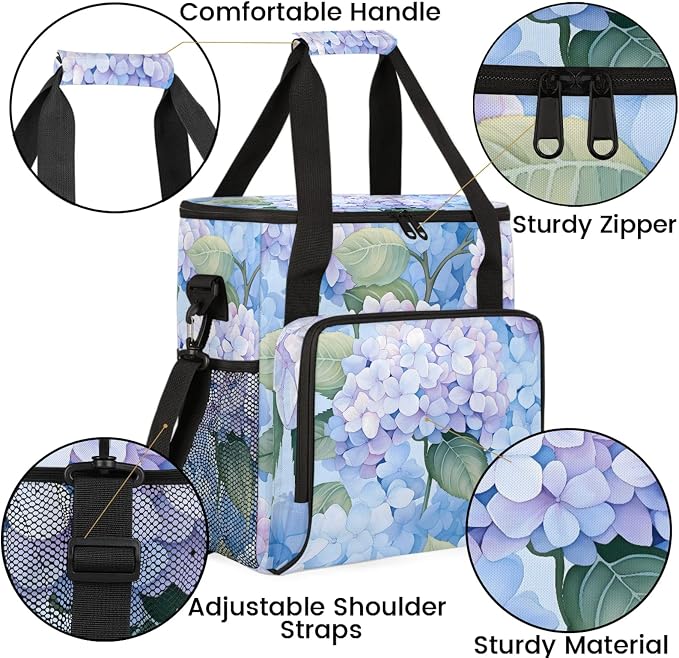 Hydrangea Flower Coffee Maker Carring Bag, Large Insulated Storage Organizer - Image 6
