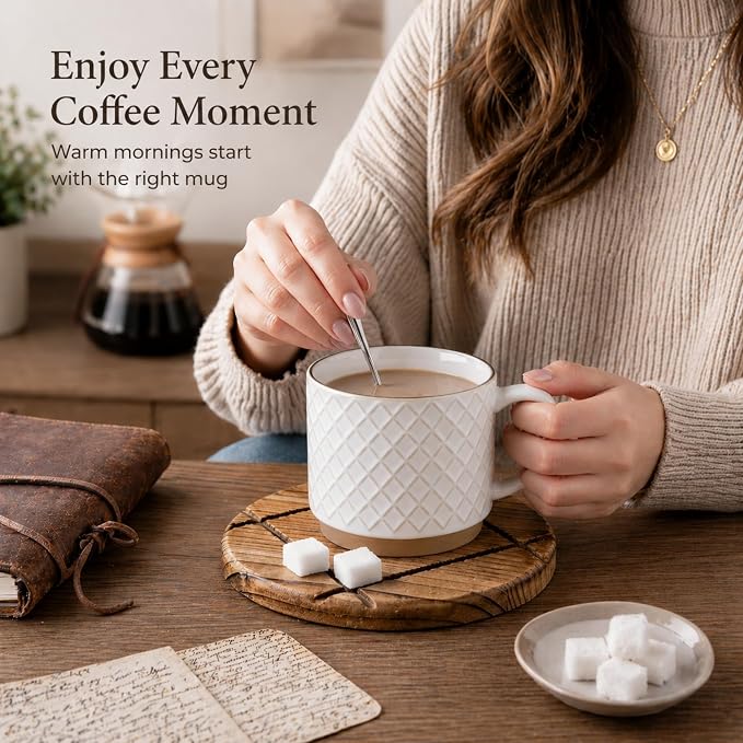 GBhome 15OZ Stackable Coffee Mugs, Ceramic Coffee Mugs - Image 4
