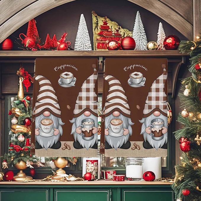 Kitchen Towels Coffee Cute Gnomes Brown Absorbent Tea Towel Soft Hand Dish - Image 2