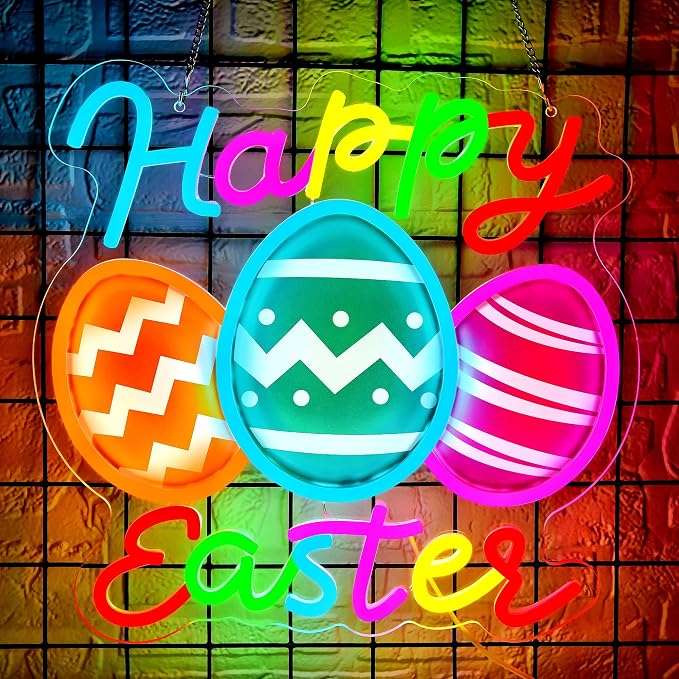 Easter Egg Neon Signs for Wall Decor Dimmable Easter Egg Neon Light Sign by BlecodeNeonSign