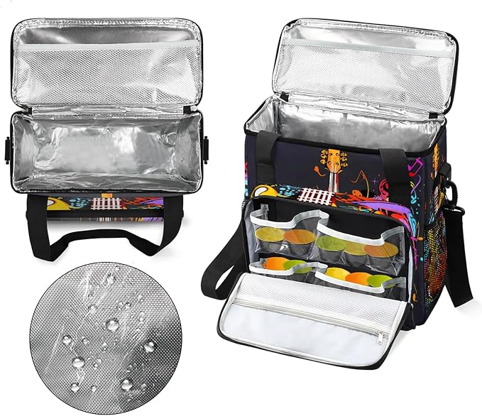 Electric Guitar Music Theme Coffee Maker Carring Bag, Large Insulated Storage - Image 3