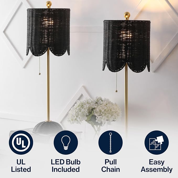 JONATHAN Y 27.5" Black/Brass Gold Coastal Buffet Table Lamp Set of 2 - Image 5