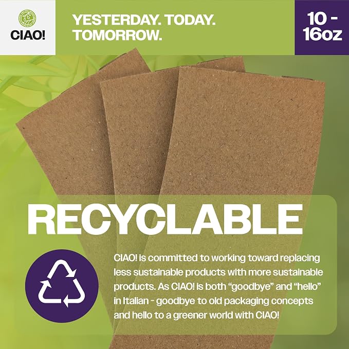 CIAO! Kraft Hot Coffee Cup Sleeves, Fits 10–16 oz Paper Cups, Disposable - Image 3