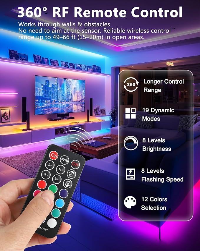 HitLights LED Strip Lights, Small LED Light Strips Dimmable, RGB 5050 Color - Image 3