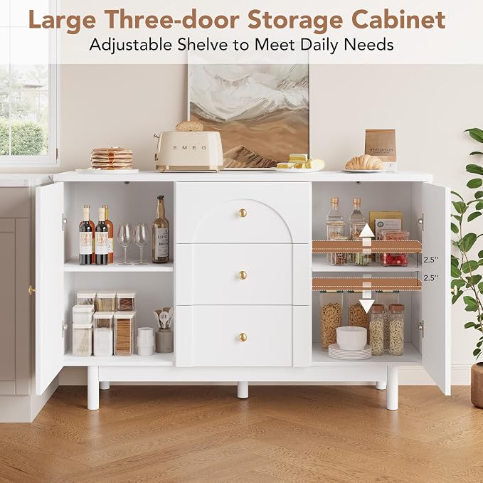 Buffet Cabinet with Drawers, Modern Coffee Bar Station Kitchen Table - Image 4