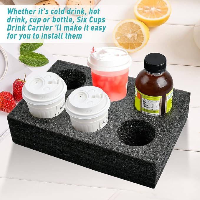 2Pcs Takeout Cup Holders Foam, 6 Cups Foam Takeout Coffee Carrier Trays to Go - Image 5