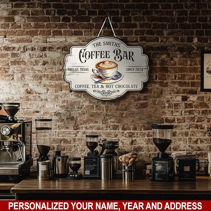 THUYPT Personalized Coffee Sign, Coffee Wooden Sign Plaque Wall Hanging Coffee - Image 3