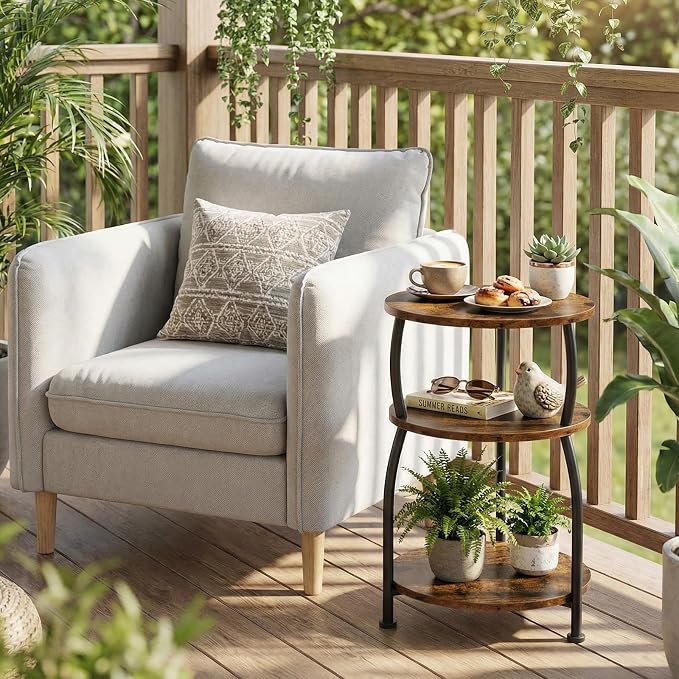 Round Side Table, 3-Tier End Table - Image 6