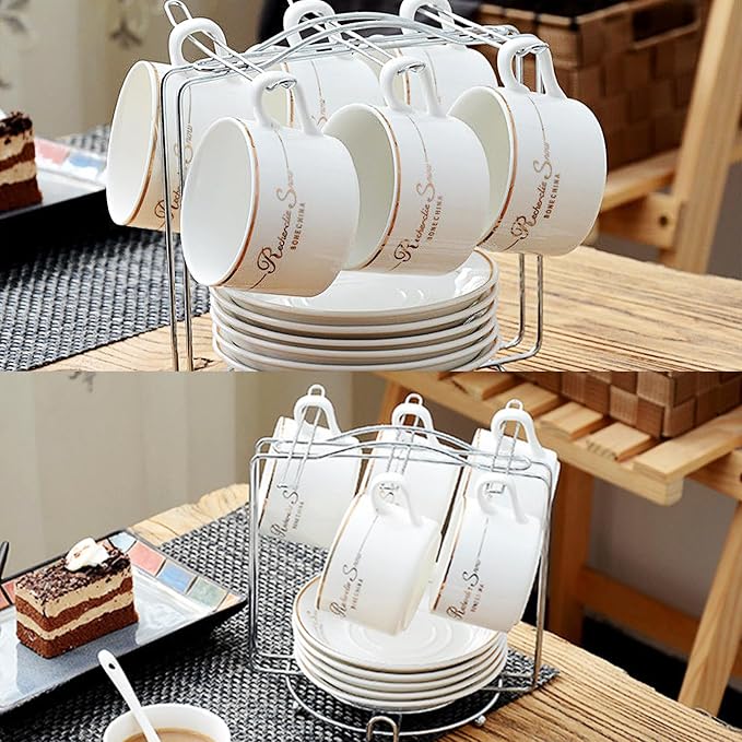 Tea Cups and Saucers Holder, Metal Tea Cups Coffee Cups Rack, Organizer - Image 6