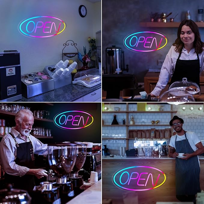 Open Signs for Business, 16.5"x 9" Dimmable Led Neon Open Sign Ultra Bright - Image 6