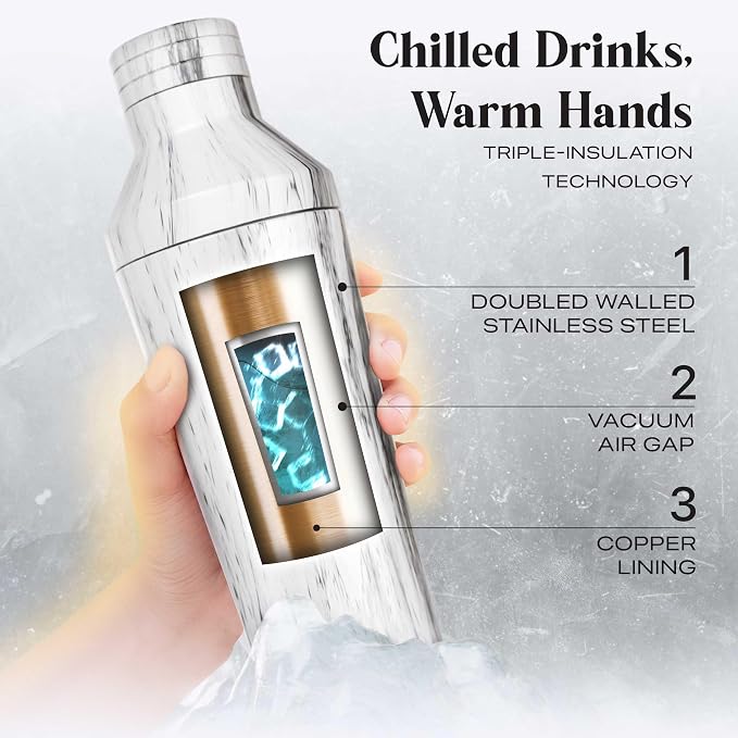 BARE BARREL Insulated Cocktail Shaker Set | Double Wall Stainless Steel | - Image 2