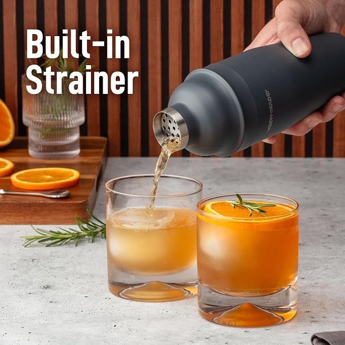 Modern Mixology 24oz Matte Dark Grey Cocktail Shaker Set – Bartender Essentials - Image 3