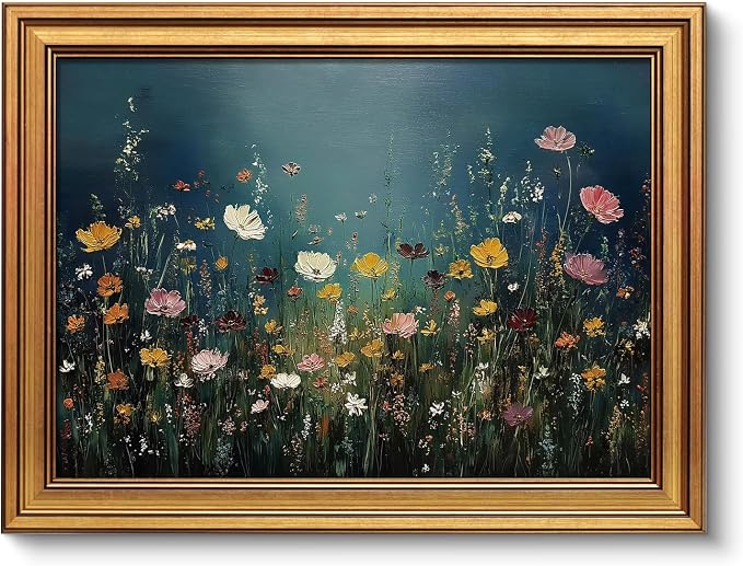 VIYYIEA Gold Framed Art Prints, Wildflower Floral Vintage Art Painting by VIYYIEAART