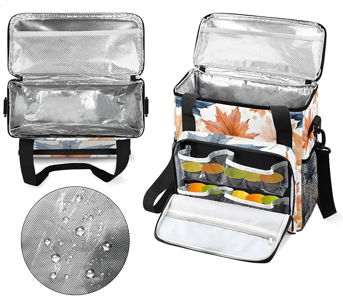 Fall Maple Leaf Coffee Maker Carring Bag, Large Insulated Storage Organizer - Image 3