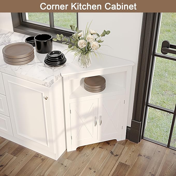 ChooChoo Corner Storage Cabinet, Small Corner Cabinet - Image 4