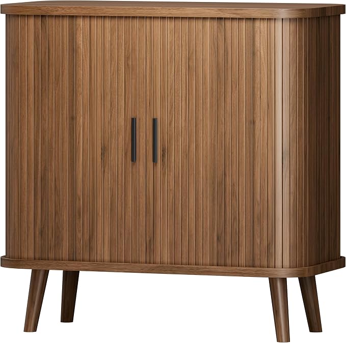 Sideboard Buffet Cabinet with Sliding Door, 31.5" Wide Fluted Modern Accent - Image 8