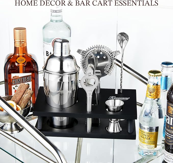 KITESSENSU Cocktail Shaker Set Bartender Kit, 6-Piece Silver Bar Set - Image 7