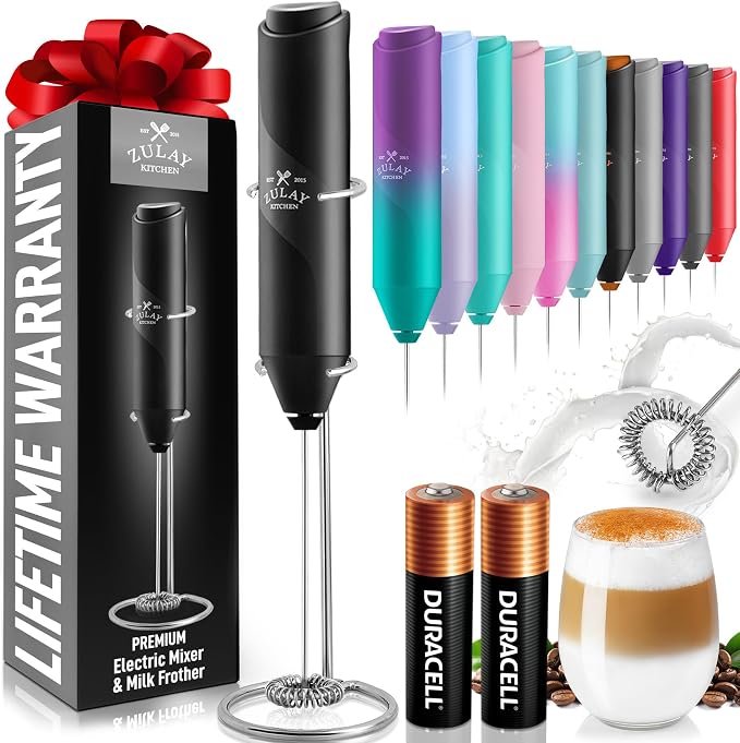 Zulay Kitchen Powerful Milk Frother AA Batteries Included – Ultra Fast Handheld by ZulayKitchen