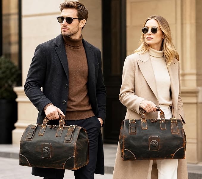 Canvas + Leather Travel Luggage Tote Duffle Gym Suitcase Weekender Overnight Bag - Image 3
