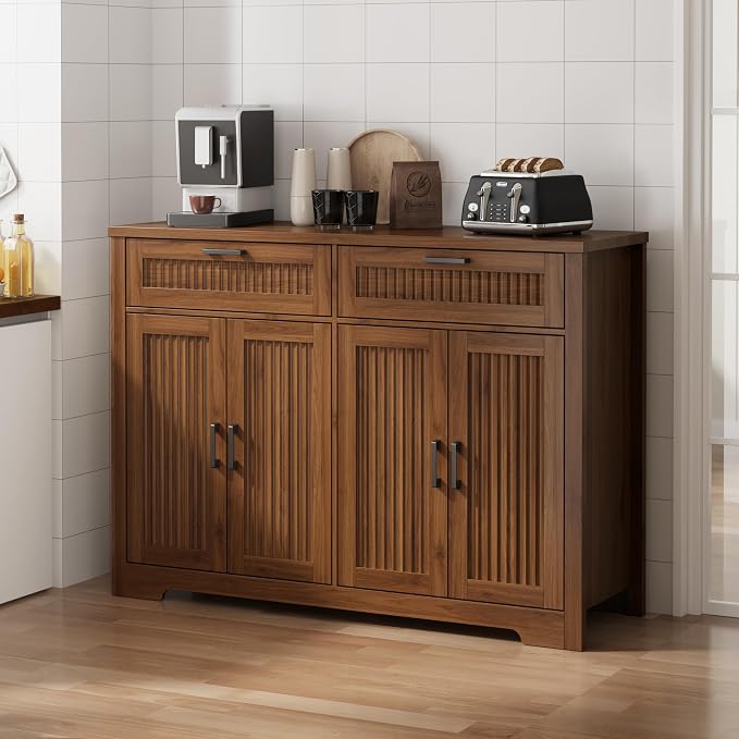 Buffet Cabinet with 2 Storage Drawers, Farmhouse Coffee Bar Table with Storage - Image 6