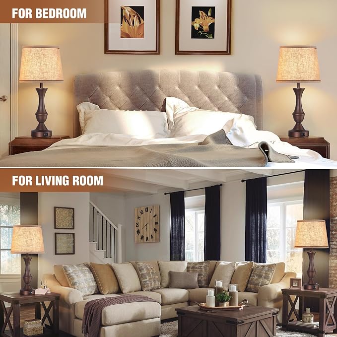 Luvkczc Touch Table Lamps Set of 2, Dimmable Table Lamp, Nightstand Lamps - Image 6