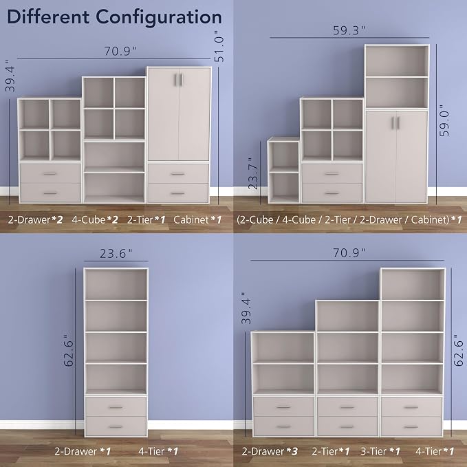 Homes: Inside + Out Apexa 3-Cube Storage Organizer Shelves, Stackable Wood - Image 11