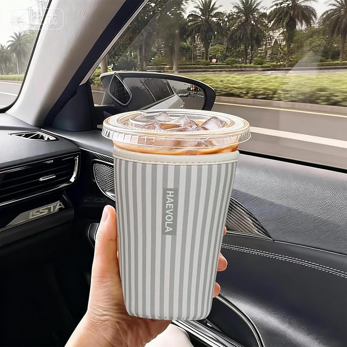 Reusable Insulated Neoprene Iced Coffee Cup Sleeve, Durable Drink Sleeve - Image 2
