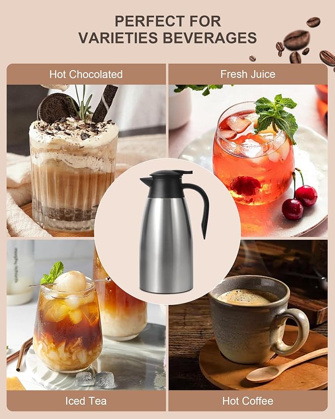 70Oz Thermal Coffee Carafe for keeping hot, Insulated Coffee Carafe Stainless - Image 6