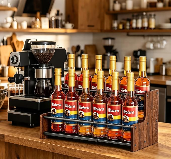 2-Tier Expandable Coffee Syrup Organizer – Countertop Rack Holds 8 to 12 Syrup - Image 5