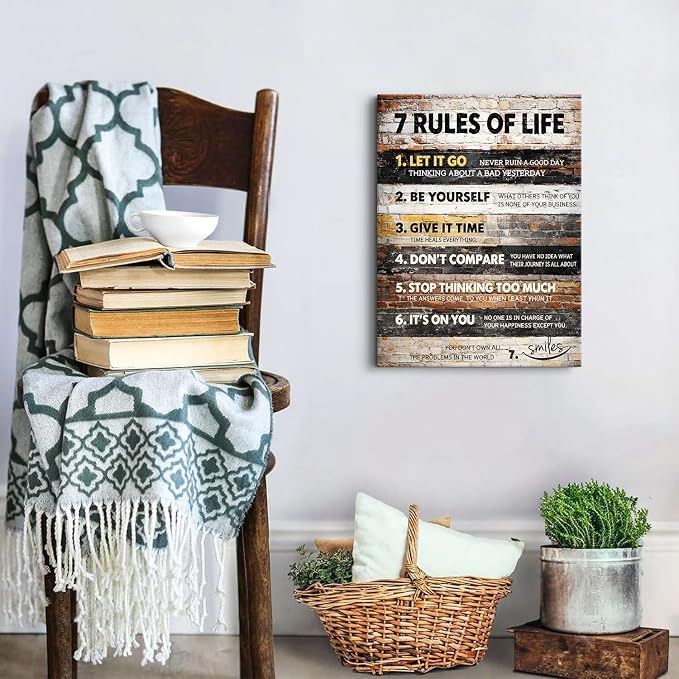 7 Rules of Life Wall Art Motivational Picture - Image 2