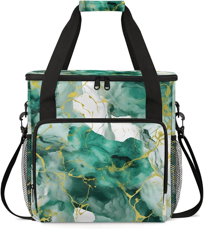 Green Gold Marble Coffee Maker Carring Bag, Large Insulated Storage Organizer by Home