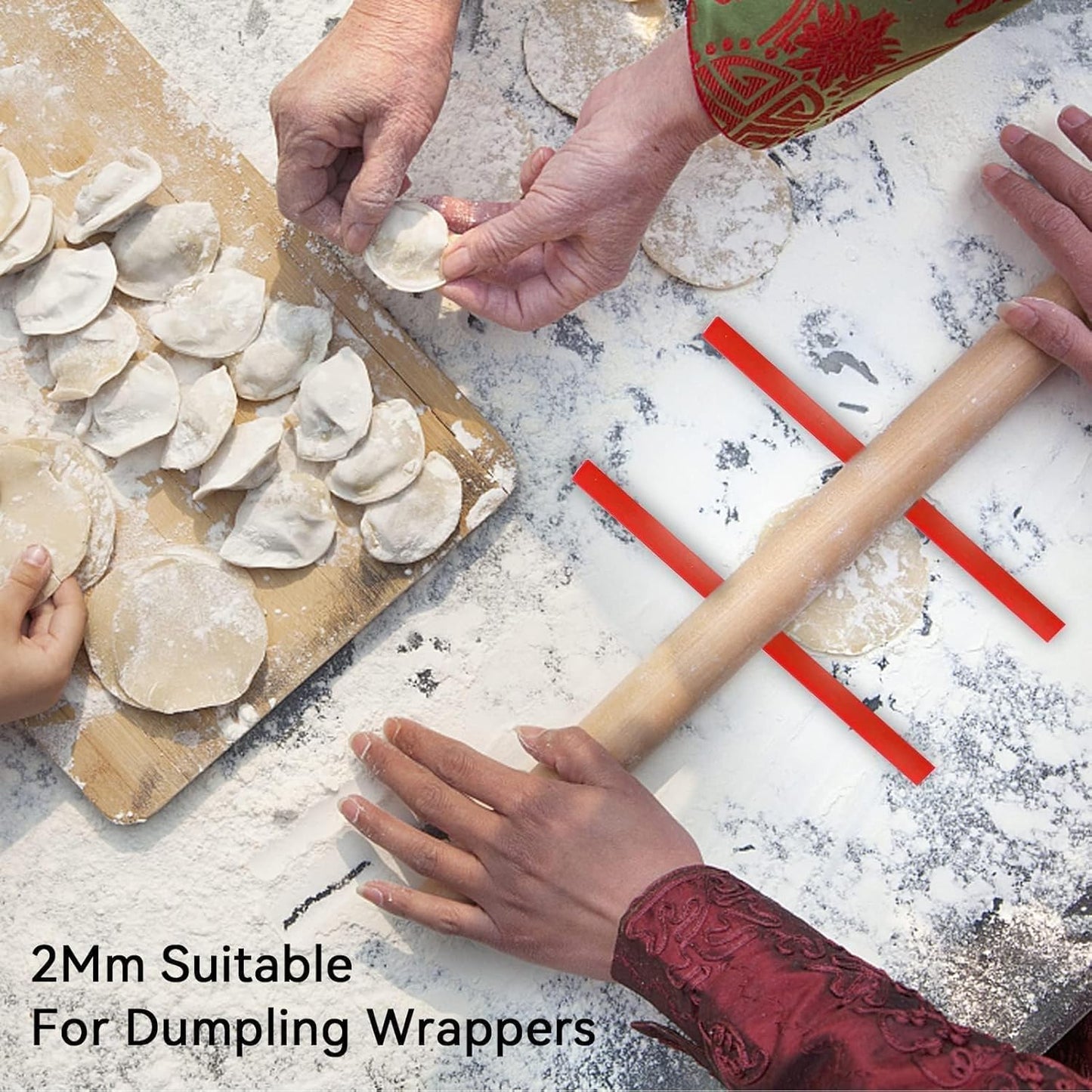 6Pcs Silicone Rolling Pin Guides, Dough Leveler Sticks Dough Ruler Measuring Dough Strips Guides Pastry Ruler Perfection Sticks for Thickness Guide Pastry Cookie Kitchen Restaurant