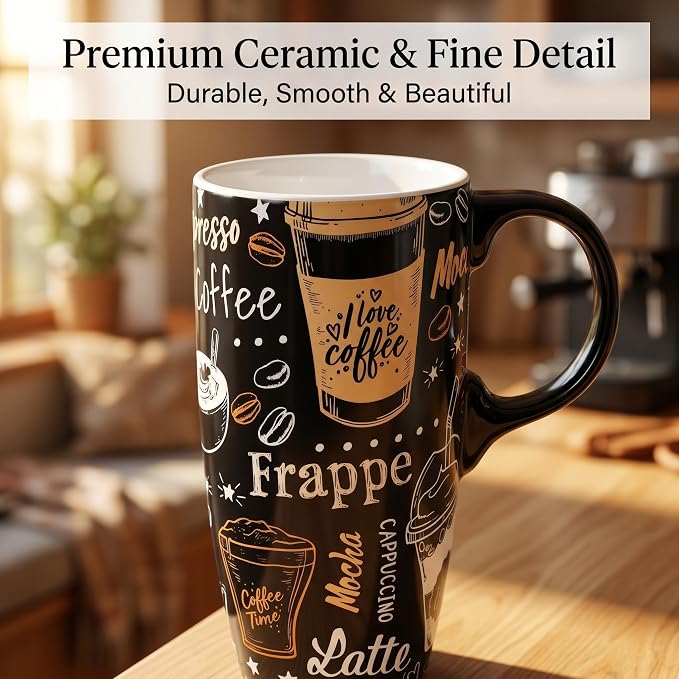 DUSVALLY 17oz Coffee Lover Ceramic Travel Mug - Image 4