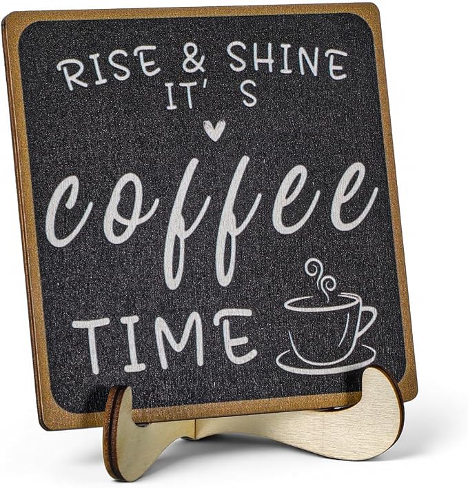 Wooden Coffee Bar Sign Coffee Bar Decor Coffee Bar Decorations Black White by Unknown