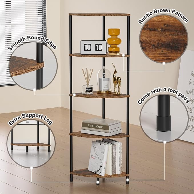 Corner Plant Stand Shelf, 5 Tier Tall Shelf Plant Stand - Image 6