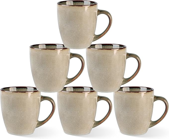 GBHOME Ceramic Coffee Mugs Set of 6, 12oz Stoneware Coffee Mugs Set by GBhome