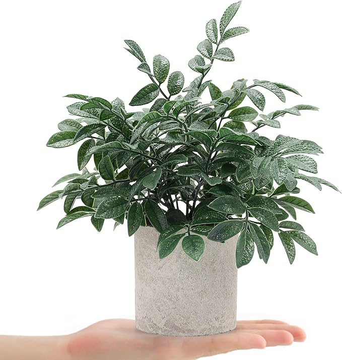Coferset 2 Pack Small Fake Plants Potted Artificial Herb Plants - Image 2