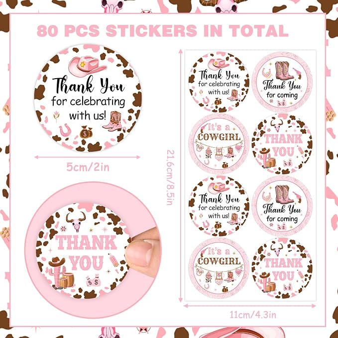 Serencatcher 10 Sheets Cowgirl Baby Shower Stickers, Western Cowgirl Baby - Image 5